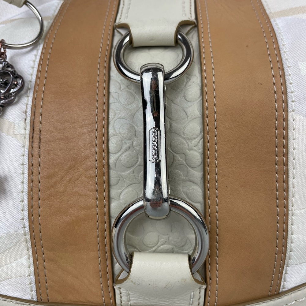 Coach Cream and Tan Signature Shoulder Bag - Picture 2 of 14